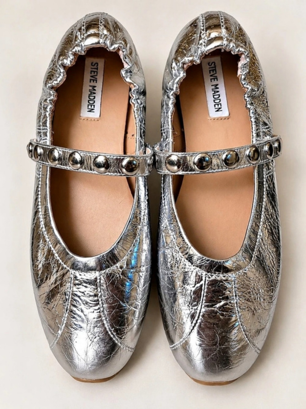 Steve Madden Anaya Mary Jane Flat Mary Jane Flats Silver & Brown 10M